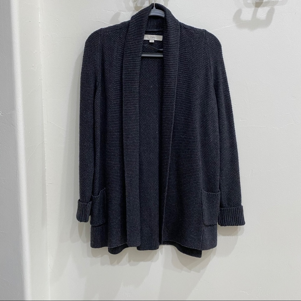 LOFT long charcoal cardigan - size S